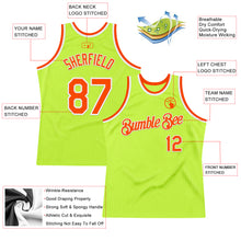 Load image into Gallery viewer, Custom Neon Green Orange-White Authentic Throwback Basketball Jersey
