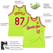 Load image into Gallery viewer, Custom Neon Green Red-White Authentic Throwback Basketball Jersey
