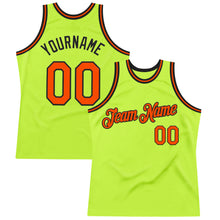 Load image into Gallery viewer, Custom Neon Green Orange-Black Authentic Throwback Basketball Jersey
