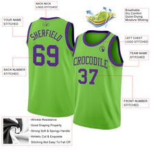 Load image into Gallery viewer, Custom Neon Green Purple Authentic Basketball Jersey
