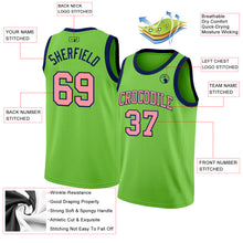 Load image into Gallery viewer, Custom Neon Green Medium Pink-Navy Authentic Basketball Jersey
