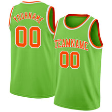 Load image into Gallery viewer, Custom Neon Green Orange-White Authentic Basketball Jersey
