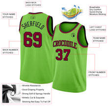 Load image into Gallery viewer, Custom Neon Green Maroon-Black Authentic Basketball Jersey
