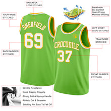 Load image into Gallery viewer, Custom Neon Green White-Gold Authentic Basketball Jersey
