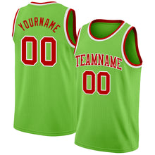 Load image into Gallery viewer, Custom Neon Green Red-White Authentic Basketball Jersey

