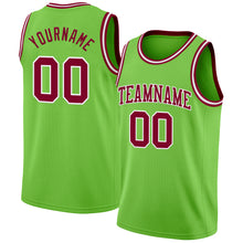 Load image into Gallery viewer, Custom Neon Green Maroon-White Authentic Basketball Jersey
