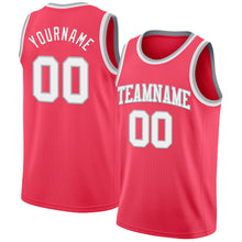 Load image into Gallery viewer, Custom Neon Pink White-Gray Authentic Basketball Jersey
