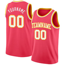 Load image into Gallery viewer, Custom Neon Pink White-Gold Authentic Basketball Jersey
