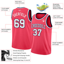 Load image into Gallery viewer, Custom Neon Pink White-Navy Authentic Basketball Jersey
