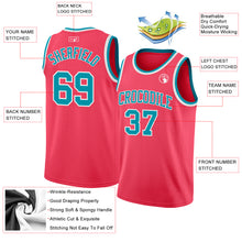 Load image into Gallery viewer, Custom Neon Pink Teal-White Authentic Basketball Jersey
