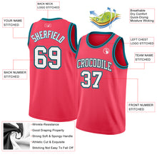 Load image into Gallery viewer, Custom Neon Pink White Black-Teal Authentic Basketball Jersey

