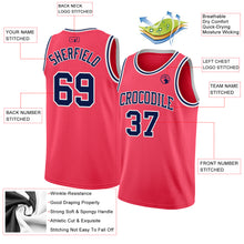 Load image into Gallery viewer, Custom Neon Pink Navy-White Authentic Basketball Jersey
