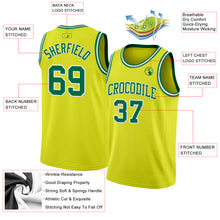 Load image into Gallery viewer, Custom Neon Yellow Kelly Green-White Authentic Basketball Jersey
