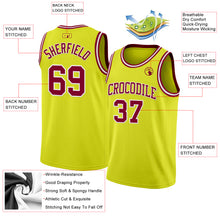 Load image into Gallery viewer, Custom Neon Yellow Maroon-White Authentic Basketball Jersey
