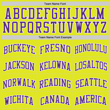 Load image into Gallery viewer, Custom Neon Yellow Purple-White Authentic Basketball Jersey
