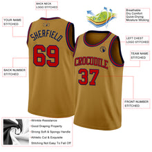 Load image into Gallery viewer, Custom Old Gold Red-Navy Authentic Basketball Jersey
