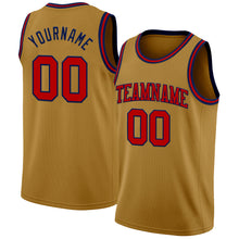 Load image into Gallery viewer, Custom Old Gold Red-Navy Authentic Basketball Jersey
