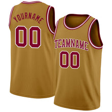 Load image into Gallery viewer, Custom Old Gold Maroon-White Authentic Basketball Jersey
