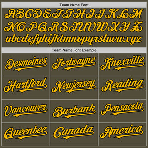 Custom Olive Black-Gold Mesh Authentic Throwback Salute To Service Baseball Jersey