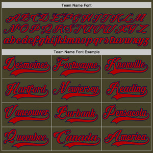 Custom Olive Red-Navy Salute To Service Hockey Lace Neck Jersey