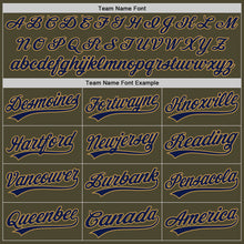 Load image into Gallery viewer, Custom Olive Navy-Old Gold Authentic Throwback Salute To Service Baseball Jersey
