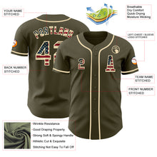 Load image into Gallery viewer, Custom Olive Vintage USA Flag-Cream Authentic Salute To Service Baseball Jersey
