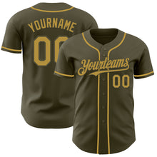 Load image into Gallery viewer, Custom Olive Old Gold Authentic Salute To Service Baseball Jersey
