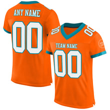 Load image into Gallery viewer, Custom Orange White-Teal Mesh Authentic Football Jersey
