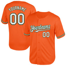 Load image into Gallery viewer, Custom Orange White-Green Mesh Authentic Throwback Baseball Jersey
