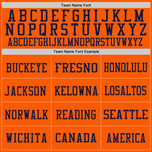 Load image into Gallery viewer, Custom Orange Navy-Light Blue Mesh Authentic Throwback Football Jersey
