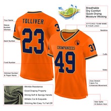 Load image into Gallery viewer, Custom Orange Navy-Old Gold Mesh Authentic Throwback Football Jersey
