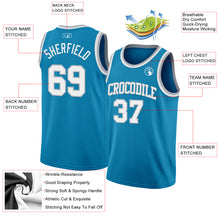 Load image into Gallery viewer, Custom Panther Blue White-Gray Authentic Basketball Jersey

