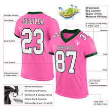 Load image into Gallery viewer, Custom Pink White-Green Mesh Authentic Football Jersey
