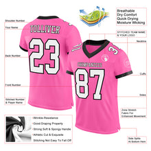 Load image into Gallery viewer, Custom Pink White-Black Mesh Authentic Football Jersey
