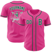 Load image into Gallery viewer, Custom Pink Kelly Green-White Authentic Baseball Jersey
