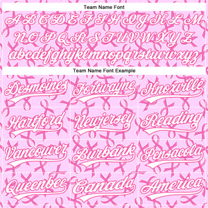 Custom Pink White 3D Pink Ribbon Breast Cancer Awareness Month Women Health Care Support Performance Polo Shirt