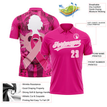 Load image into Gallery viewer, Custom Pink Light Pink-White 3D Pink Ribbon Breast Cancer Awareness Month Women Health Care Support Performance Polo Shirt
