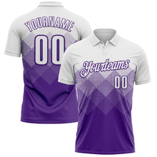 Load image into Gallery viewer, Custom White Purple 3D Pattern Design Gradient Square Shape Performance Polo Shirt
