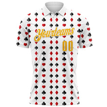 Load image into Gallery viewer, Custom White Gold 3D Gambling Poker Performance Polo Shirt
