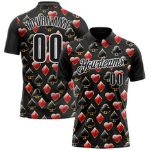 Load image into Gallery viewer, Custom Black White 3D Gambling Poker Performance Polo Shirt
