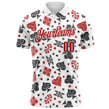 Load image into Gallery viewer, Custom White Red 3D Gambling Poker Performance Polo Shirt

