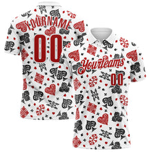 Load image into Gallery viewer, Custom White Red 3D Gambling Poker Performance Polo Shirt
