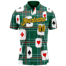 Load image into Gallery viewer, Custom Green Yellow-Black 3D Gambling Poker Performance Polo Shirt
