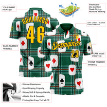 Load image into Gallery viewer, Custom Green Yellow-Black 3D Gambling Poker Performance Polo Shirt
