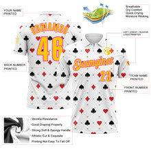 Load image into Gallery viewer, Custom White Yellow-Pink 3D Gambling Poker Performance Polo Shirt
