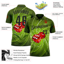 Load image into Gallery viewer, Custom Green Black 3D Gambling Dice Performance Polo Shirt
