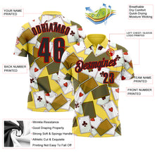 Load image into Gallery viewer, Custom Yellow Black-Red 3D Gambling Poker Performance Polo Shirt
