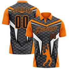 Load image into Gallery viewer, Custom Steel Gray Black-Bay Orange 3D Tennis Performance Polo Shirt
