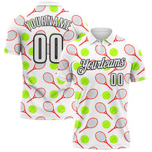 Load image into Gallery viewer, Custom White Black 3D Tennis Performance Polo Shirt
