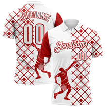 Load image into Gallery viewer, Custom White Red 3D Tennis Performance Polo Shirt
